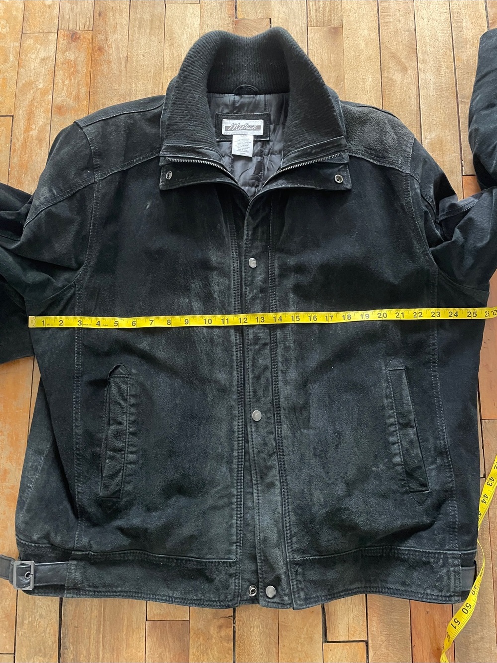 Vintage black leather moto-inspired utility jacket -XL - Picture 7 of 12
